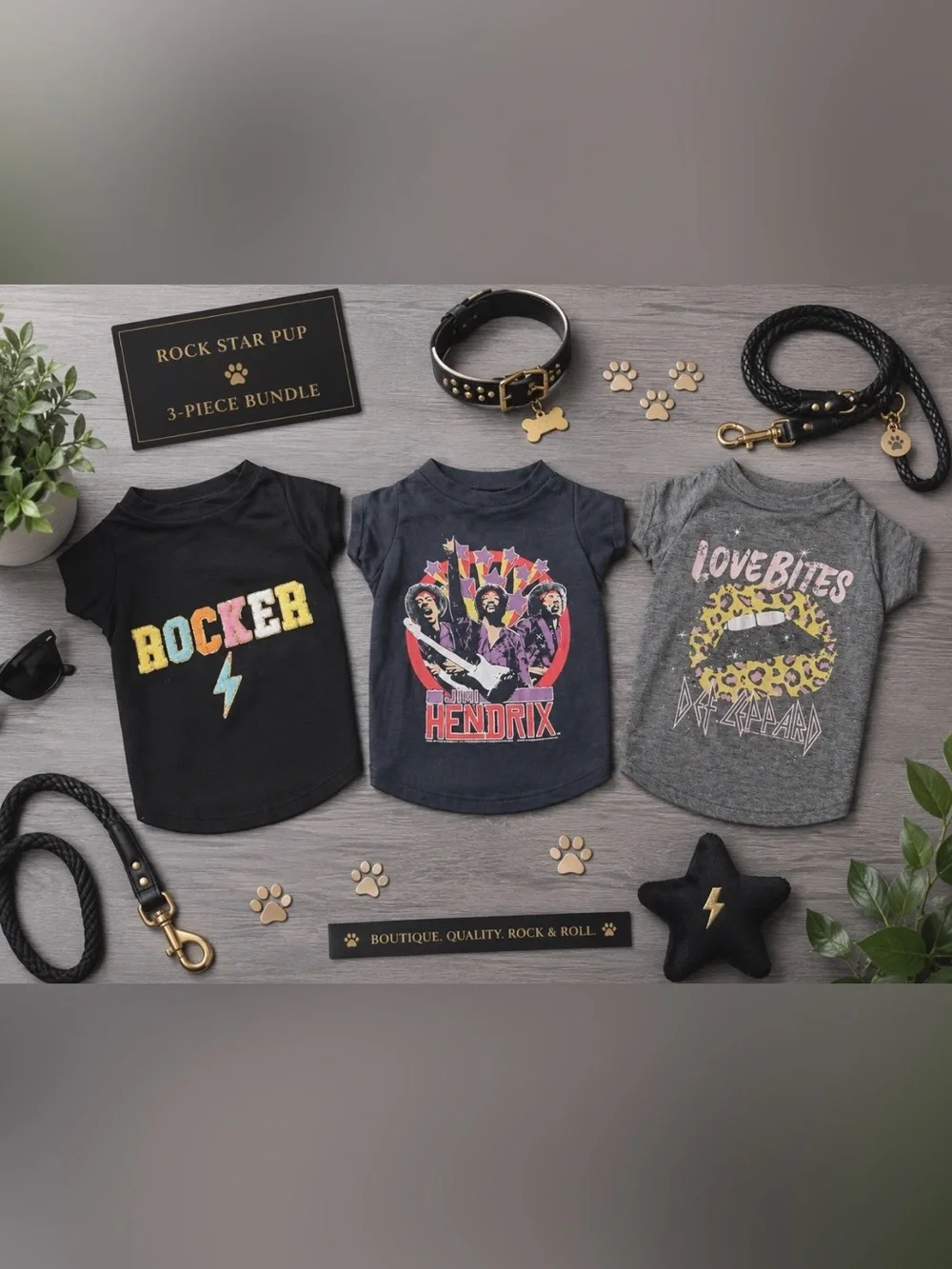 3-Piece Dog Rock-Band Shirts Bundle Set | Luxury T-Shirts | Size: Medium | NWT